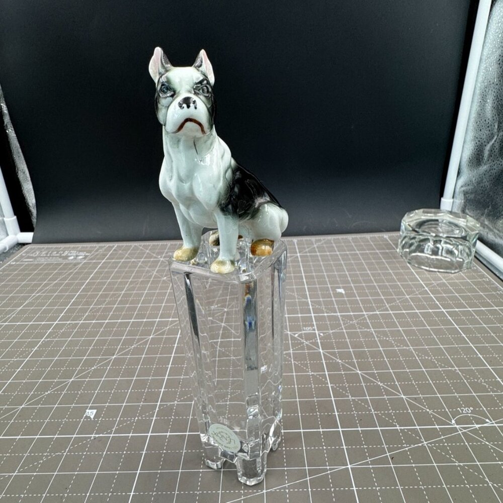 Vintage Ceramic Boston Terrier Bulldog Figurine Dog Statue